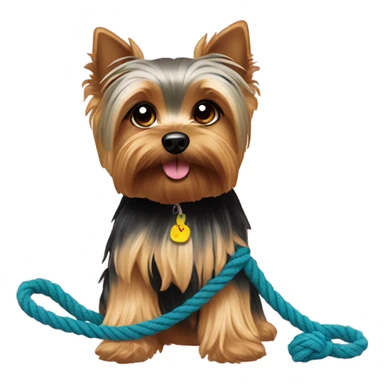 Yorkie dog with rope toy sticker