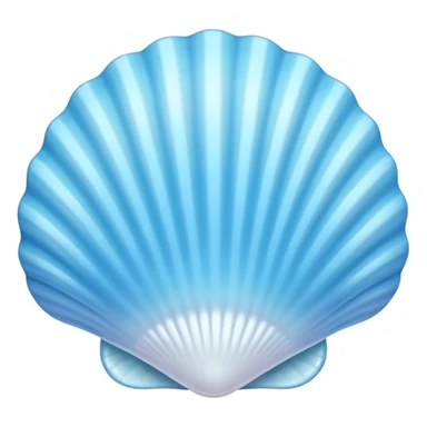 Light blue seashell emoji, pearl texture, soft gradient, smooth curves, glossy finish sticker