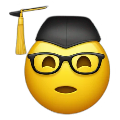 yellow emoji head with glasses and with mortarboard on its head sticker
