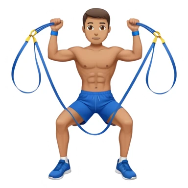 fit man with blue shorts resistance bands exercises sticker