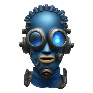 cyborg head with dark blue steampunk respirator mask and dark blue Mohawk  sticker