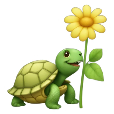 Turtle eating a flower sticker