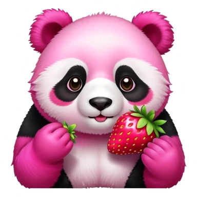 pink panda eating pink strawberry  sticker