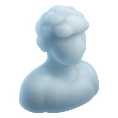A person from the shoulders up, entirely composed of fluffy white convex clouds sticker