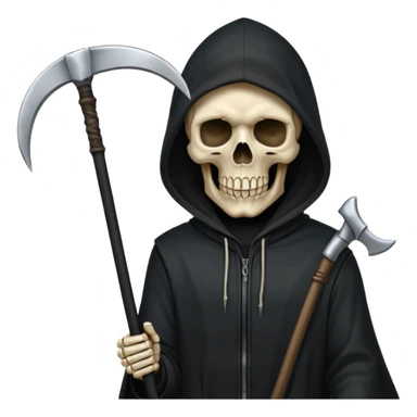 zoomed black hood skull scythe sticker