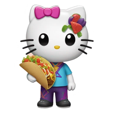 Hello kitty eating Taco Bell  sticker
