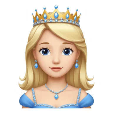 Princess in Blue Dress with Tiara, Blonde Hair sticker