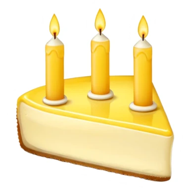 triangle lemon cheesecake on plate and birthday candles sticker