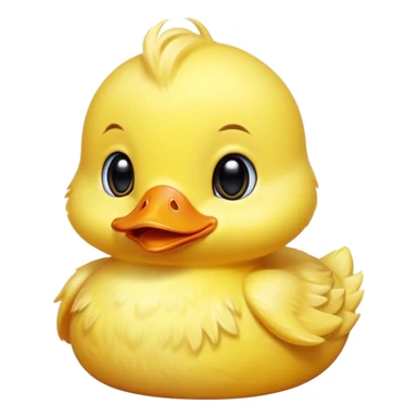 Cinematic Comical Yellow Baby Duck Portrait Emoji, Head tilted dramatically with an exaggeratedly amused expression, featuring a striking, fluffy yellow downy coat with a tiny quirky beak, wide, expressive eyes filled with playful disbelief, Simplified yet hilariously expressive features, highly detailed, glowing with a slightly sassy glow, high shine, dramatic yet playful, stylized with an air of cheeky mischief, bright and endearing, soft glowing outline, capturing the essence of a spirited and over-the-top duckling, so meme-worthy it feels like it could peep its way into internet fame instantly! sticker