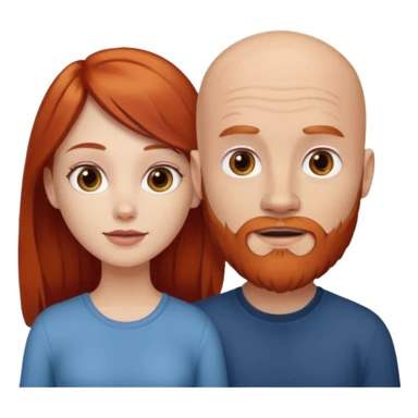White bald man with red beard white girl with long brown hair  sticker