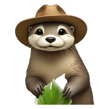 loutre avec un chapeau de cowboy sur une plante sticker