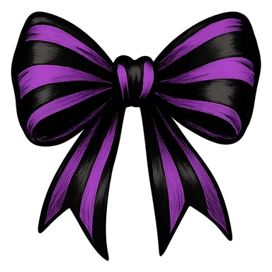 emo bow, black and purple, expressive and stylish sticker