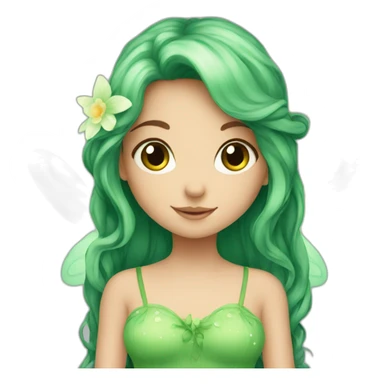 Cute fairy with long brown hair green eyes sticker