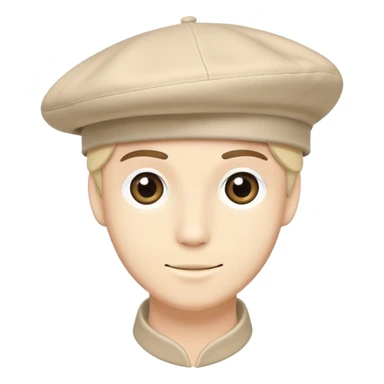 Beige Kangol beret style hat, light cream color, flat cap design sticker