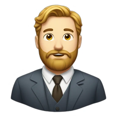 Beard fat man and a white collar sticker