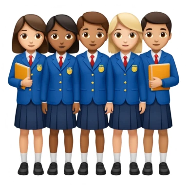 Display a complete set of women's school uniforms sticker