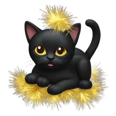 Black Cat wearing tinsel sticker