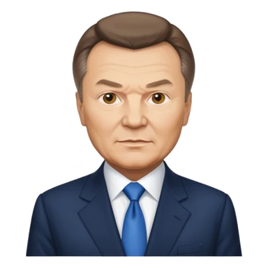emoji-style close-up of Viktor Yanukovych, Ukrainian ex-president, with a formal look and distinctive face, iPhone emoji style sticker