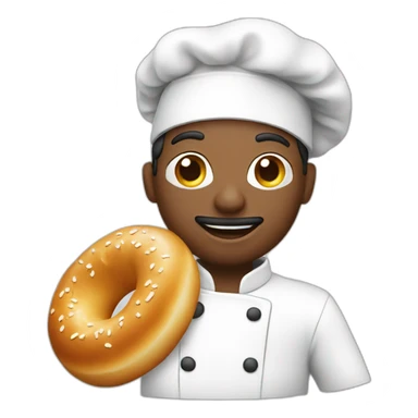 Chef holding a bagel sticker