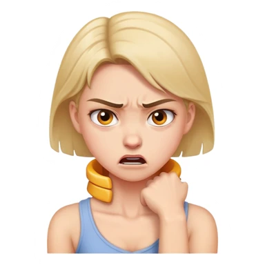 Girl holding neck mad sticker