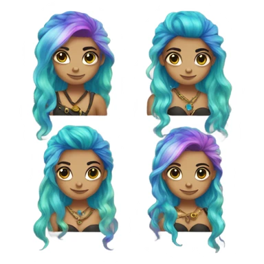 rainbow hair mermaid black eyed pirate sticker