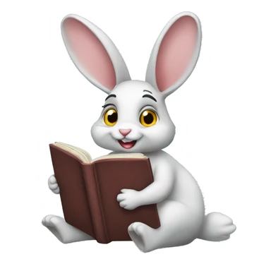 a rabbit reading a book sticker