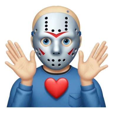 Jason Voorhees, looking cute, heart-shaped hands sticker
