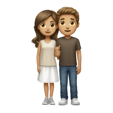tall brunette boy kisses light brown hair color girl sticker