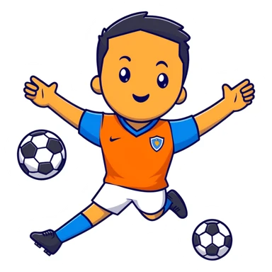 Soccer defender in blue jersey celebrating sticker
