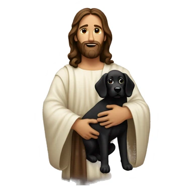 Jesus holding a black dog sticker