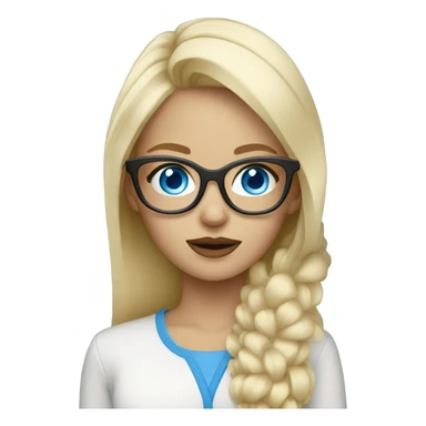 Designer blonde girl with white glasses blue eyes  sticker