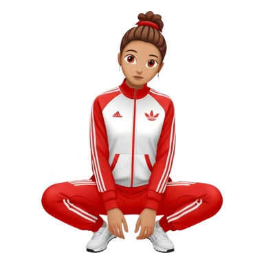 Red-striped Adidas tracksuit with a sporty design sticker