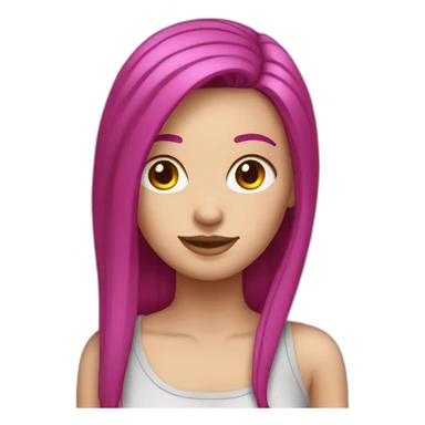 White girl with medium long straight magenta hair  sticker