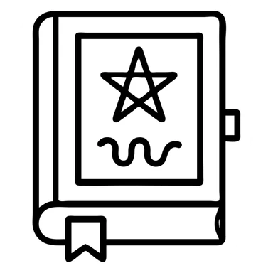 ancient wizard tome with mystical symbols, icon style sticker