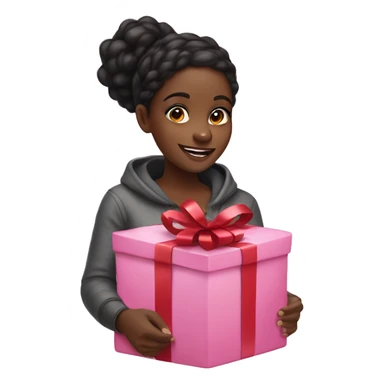 Black girl opening pink Christmas gifts sticker