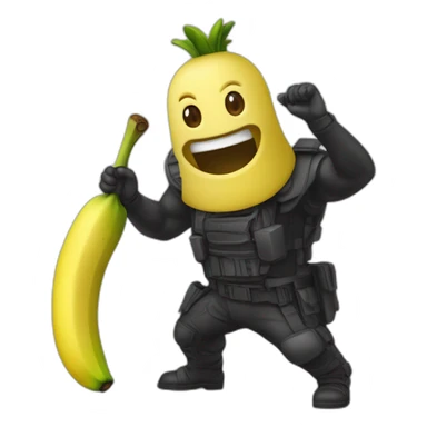 zakenman met een banaan als pistool sticker