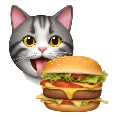 Cat eating a burger sticker