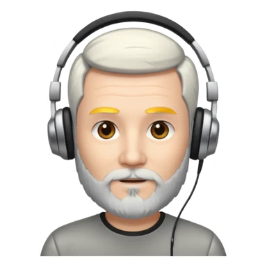 black and silver hair with beard and headphones white skin male sticker