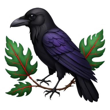 A raven holding a weirwood leaf sticker