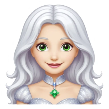 The Good Witch from Oz with long white hair, white sequin outfit sticker