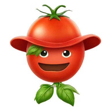 Tomato with a hat sticker
