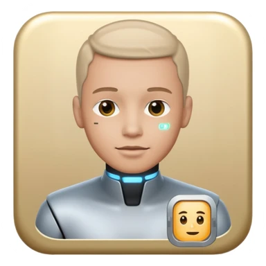 a man with a small AI chip next to him sticker