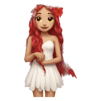 big wings, flower, Beautiful, fairy, red, long hair sticker