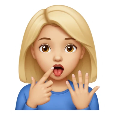 a girl bitten her finger sticker