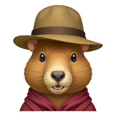 Realistisk Capybara med hat sticker