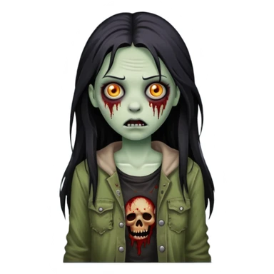 white girl like a zombie with black long hair sticker