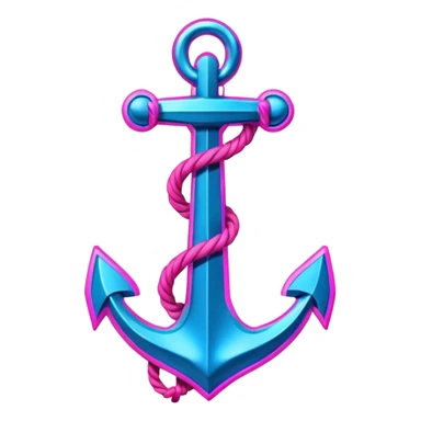 A cyberpunk neon sign with an anchor on it sticker