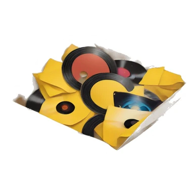 open cardboard box full of vinyl records sticker