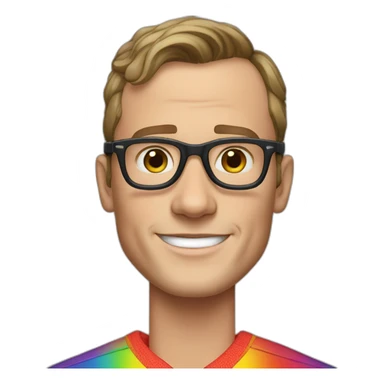 Jonathan Toews wearing glasses and rainbow clothes sticker