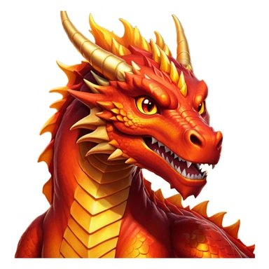 cinematic-noble-fierce-fire-dragon-portrait-emoji,-poised-and-imposing,-with-a-muscular,-scaled-body-ablaze-in-fiery-hues-of-crimson,-molten-orange,-and-molten-gold,-and-intense,-burning-eyes-that-mirror-the-heart-of-a-volcano;-rendered in detail sticker